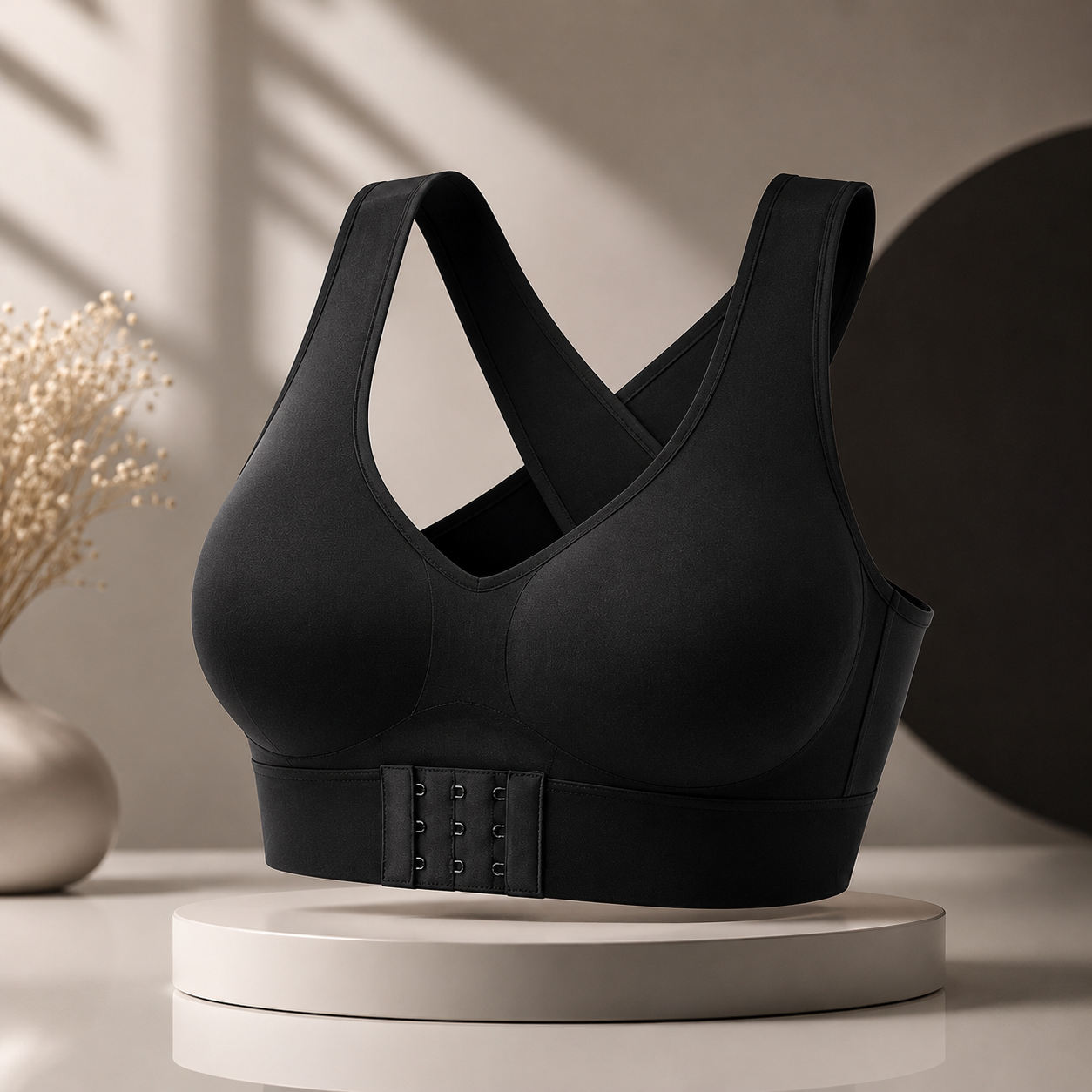 Cross Back Front Closure Wireless Posture Support Bra